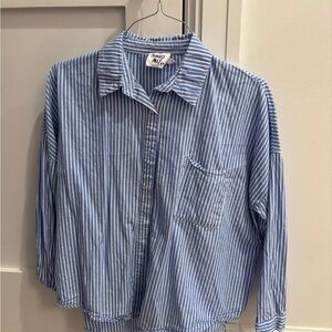 Princess Polly Blue and White Striped Button Down Shirt